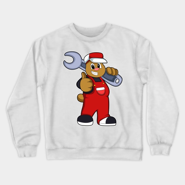 Bear as Craftsman with Tool Crewneck Sweatshirt by Markus Schnabel